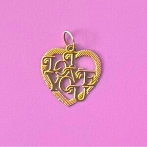 14k Gold Heart (I Love You) Pendant